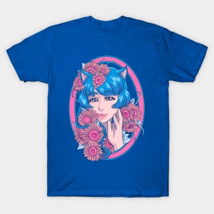 Portrait with rose flowers. T-Shirt